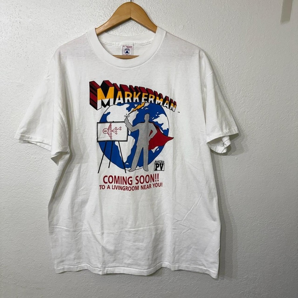 White vintage 90s Markerman graphic tee